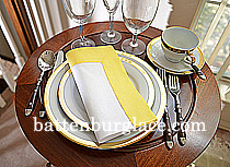 White Hemstitch Napkin with Aspen Gold colored Trims